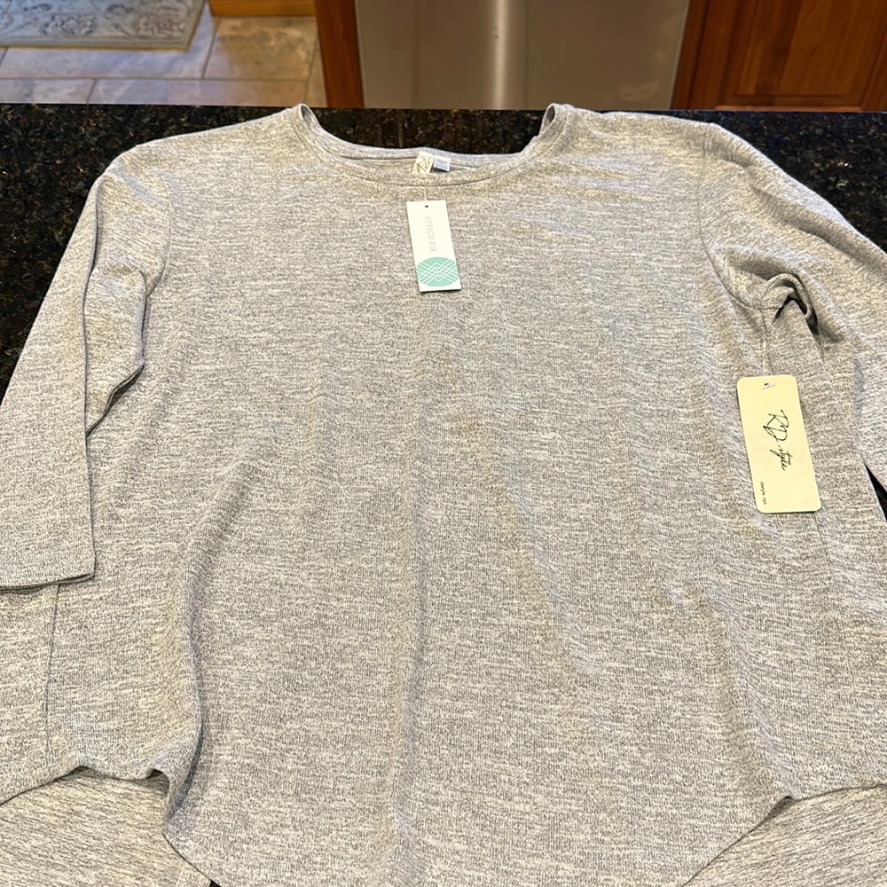 “Stitch Fix” grey, 3/4 sleeve sweater with split back, XL.